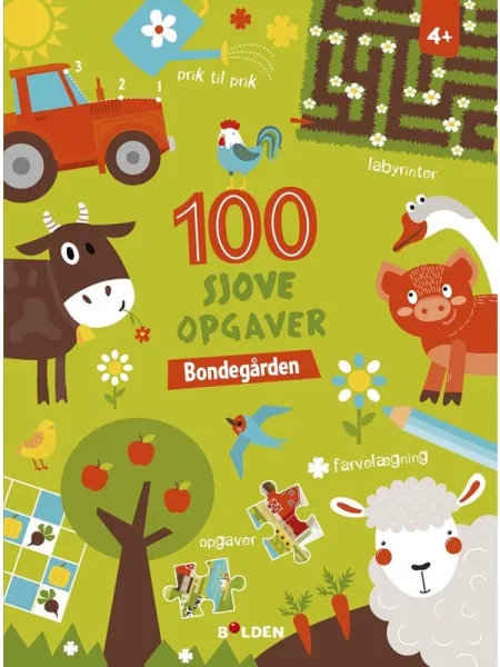 100 sjove opgaver: Bondegården (fra 4 år) - Hobby - paperback